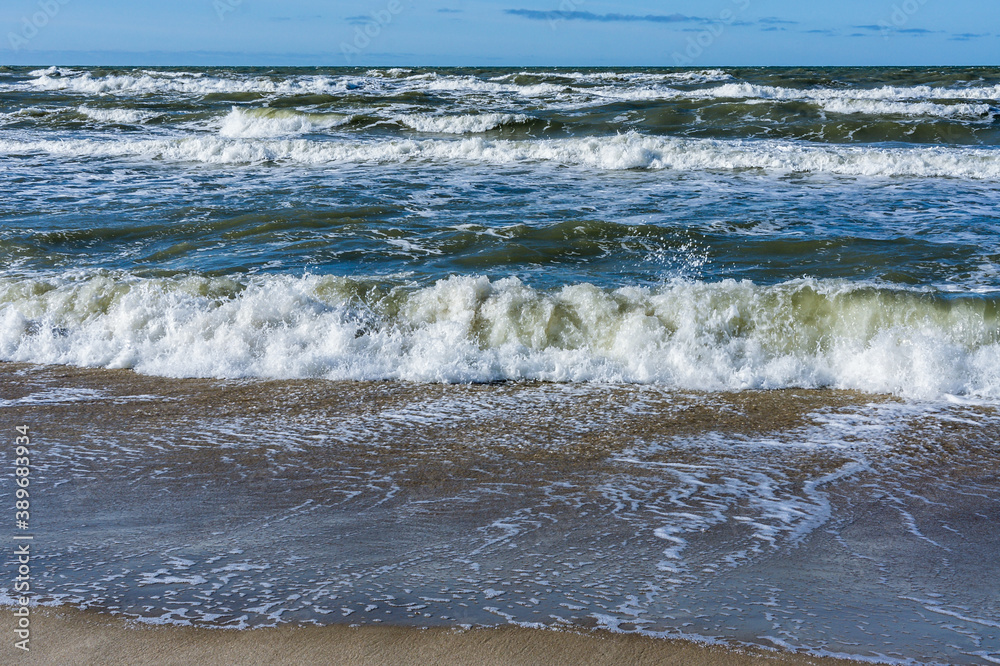Sea coast. Tides and storms at sea. Waves on the Baltic Sea. Deserted seashore. Sea coast. Tides and storms at sea. Waves on the Baltic Sea. Deserted seashore.