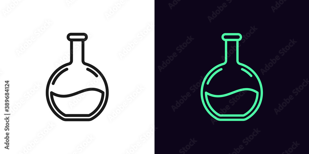Outline beaker icon with editable stroke. Linear lab sign, clinical research Outline beaker icon with editable stroke. Linear lab sign, clinical research