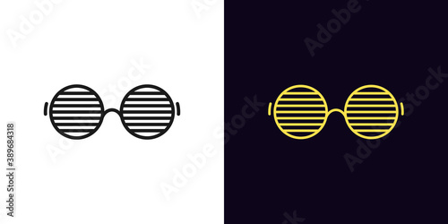 Outline men glasses icon with editable stroke. Linear sunglasses with round shapes, vivid eyewear