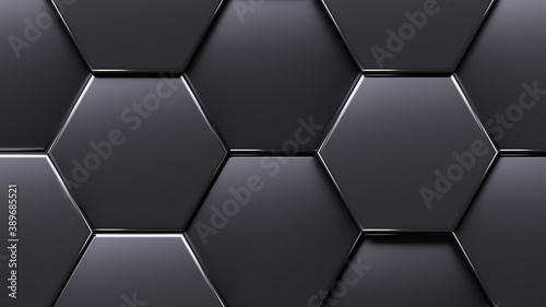 Matte black cells with shiny edges. Abstract background © Happyphotons