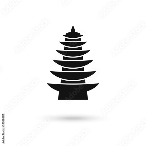 Chinese pagoda black material minimal icon or logo design