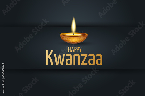 Kwanzaa banner. Traditional african american ethnic holiday design concept with a burning candle. Vector illustration.