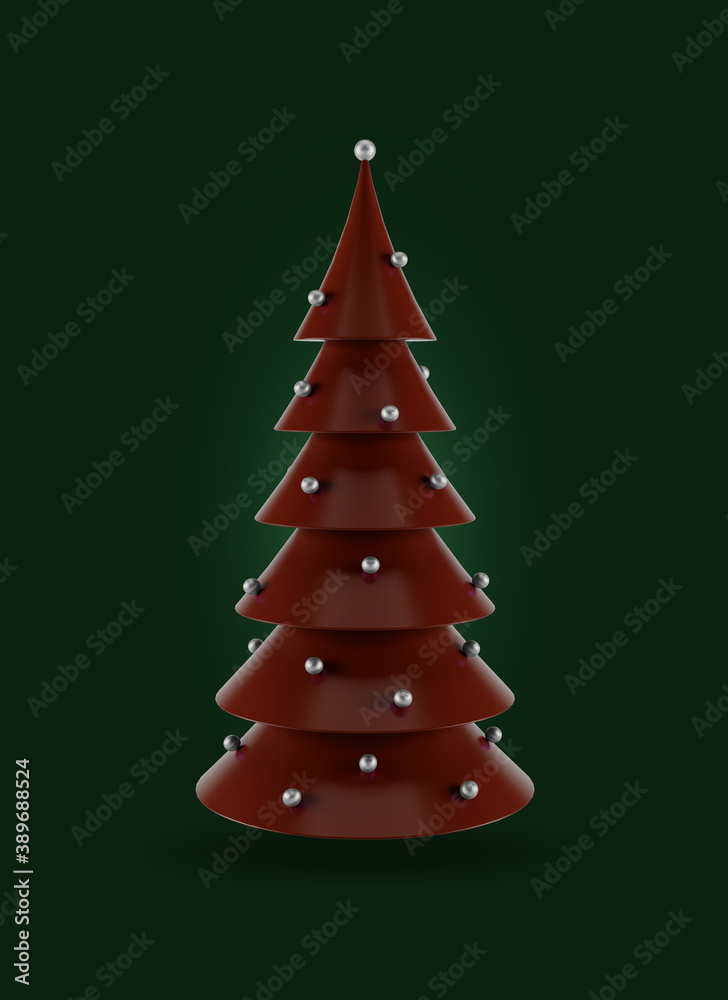 Abstract simple red Christmas tree 3d illustration background Abstract simple red Christmas tree 3d illustration background