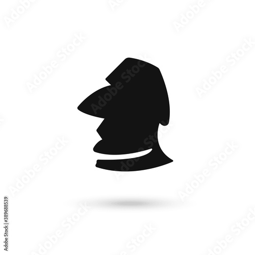 Moai Easter Island Statues in Chile. Black Flat cartoon style historic sight showplace attraction web site vector illustration. World countries cities vacation travel