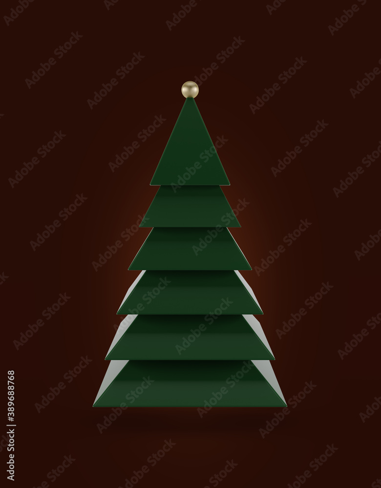 Abstract simple green Christmas tree 3d illustration background Abstract simple green Christmas tree 3d illustration background