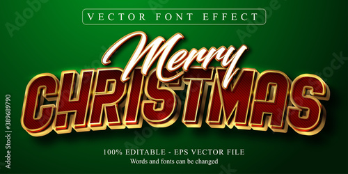 Merry Christmas text, golden style editable text effect
