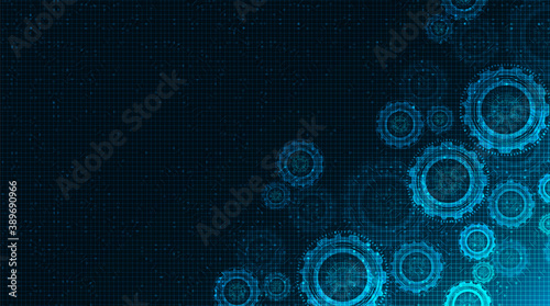 Digital Gears wheel and Cock on Technology Background,free space for text input,vector