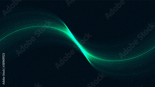 Waving Light Technology Background,Hi-tech Digital and sound wave Concept design,Free Space For text in put,Vector illustration.
