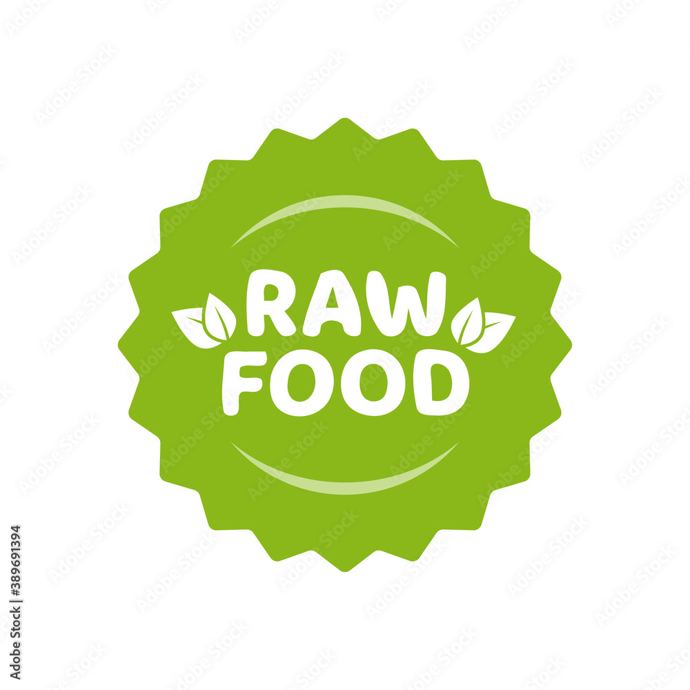 Raw food icon stamp label vector badge isolated, fresh product green logo for for eco-friendly vegetarian meal, vintage diet rosette seal sticker element fo organic meal design Raw food icon stamp label vector badge isolated, fresh product green logo for for eco-friendly vegetarian meal, vintage diet rosette seal sticker element fo organic meal design