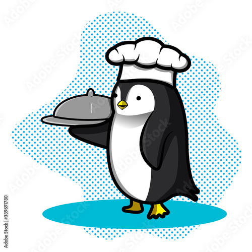Penguin chef.  Vector illustration. Cute animal cartoon