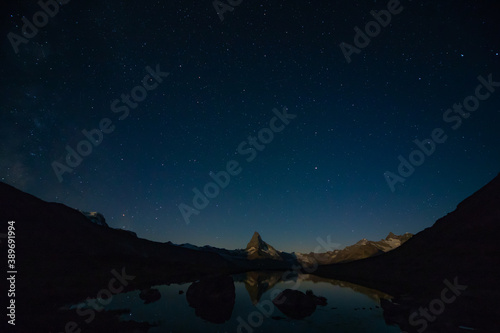 The matterhorn at night with stars photo