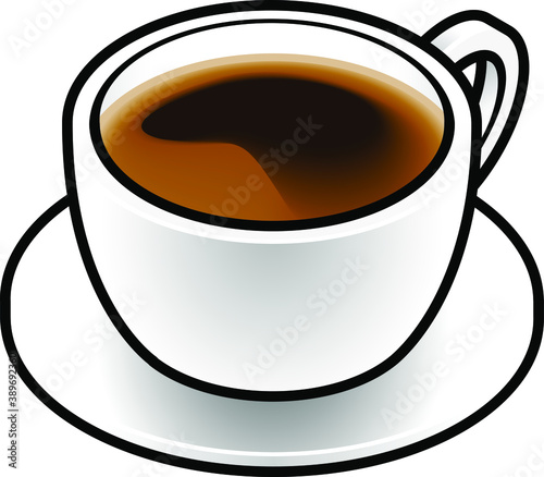 Coffee in a white china cup: long black / americano.