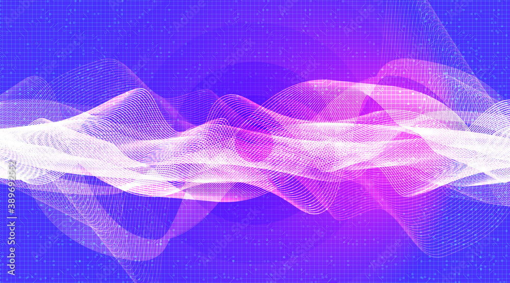 Digital Sound Wave on Purple Background,Technology Wave concept,design for music studio and science,Vector Illustration.