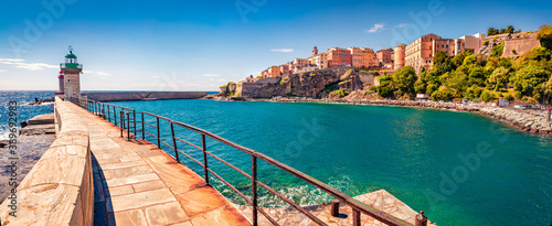 Photos Panoramic spring cityscape of Bastia port