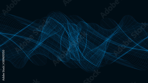 Abstract Line Digital Sound Wave on Dark Blue Background,technology and earthquake wave diagram concept,design for music studio and science,Vector Illustration.