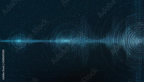 Dark Digital Sound Wave on Blue Background,technology and earthquake wave diagram concept,design for music studio and science,Vector Illustration.