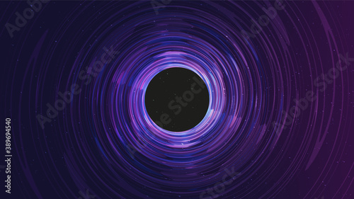 UltraViolet Spiral Black Hole on Galaxy Background.planet and physics concept design,vector illustration.