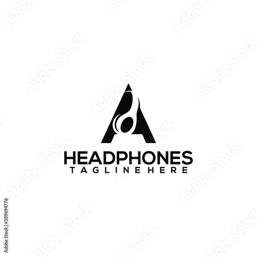 Headphone logo template vector