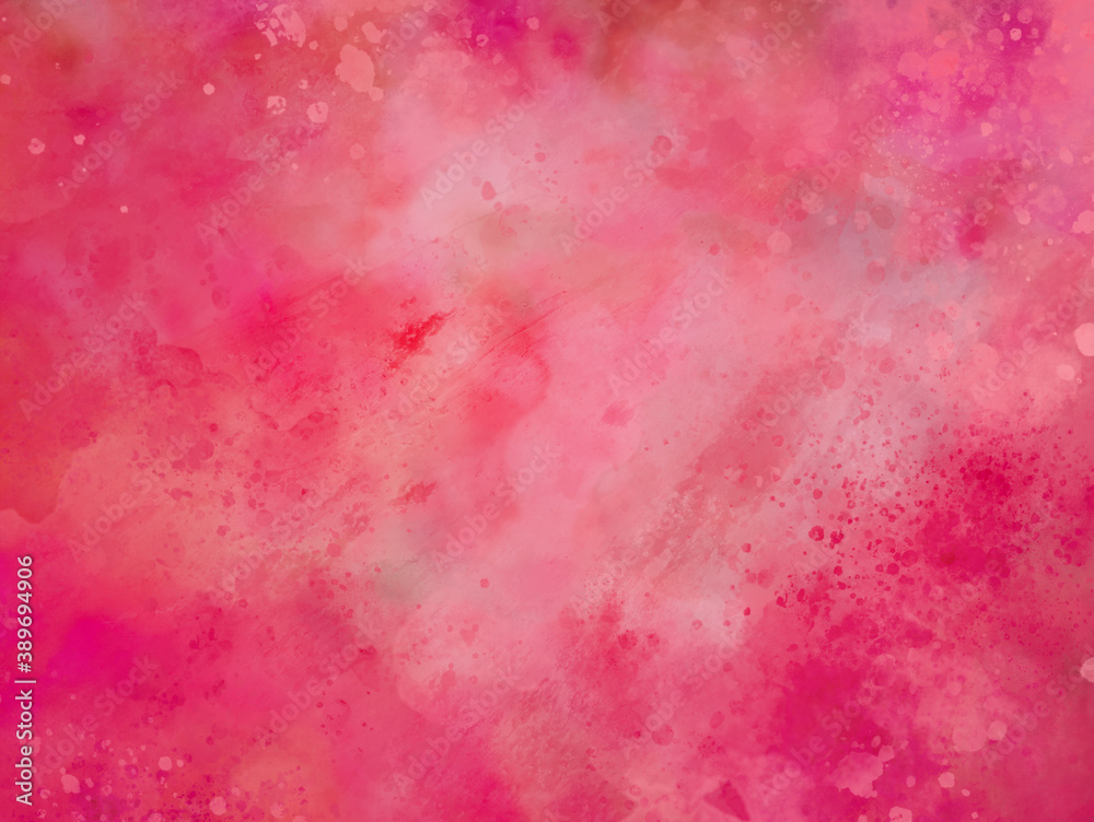 Pink background texture grunge, valentine's day colors in abstract old watercolor paint border spatter and marbled design