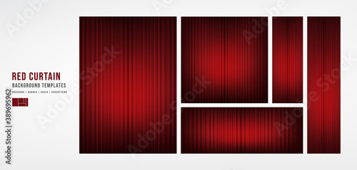 Set of Red Curtain Template Background,banner,Cover and advertising concept,design for Digital marketing Website,Vector