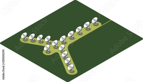 telescope array with multiple radio dishes in a Y configuration. And an access road.