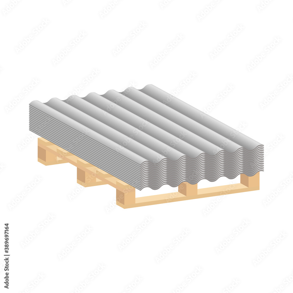 Roofing slate on a pallet.Vector isometric and 3D view. Roofing slate on a pallet.Vector isometric and 3D view.