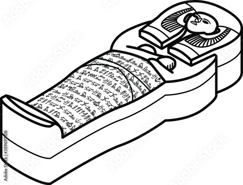 An egyptian sarcophagus. Lineart style. Great for colouring-in!