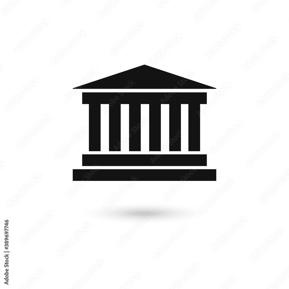 Parthenon temple at Acropolis, Athens, Greece, black flat vector illustration.