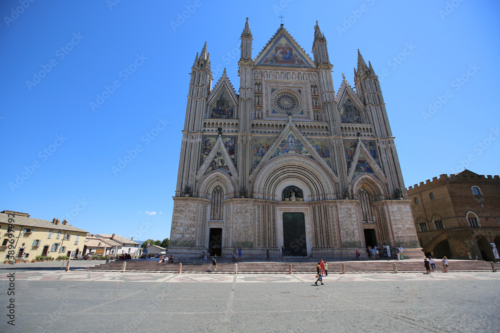 Exterior view of the cathedral of Orvieto, Italy