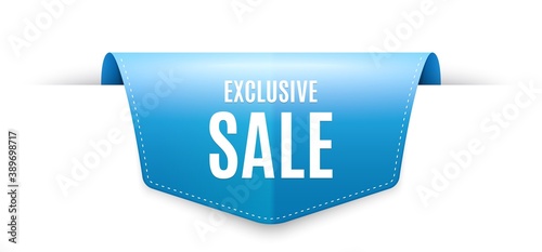 Exclusive Sale. Ribbon label tag. Special offer price sign. Advertising Discounts symbol. Infographics price tag banner. Exclusive sale badge shape. Website ribbon label banner. Vector