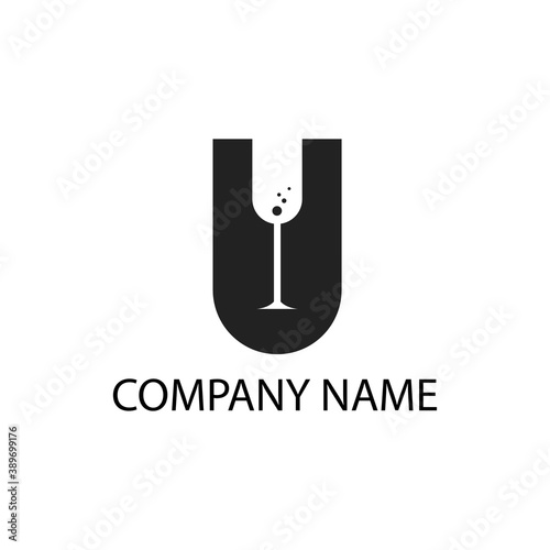 letter u logo illustration glass abstract simple modern design vector template color