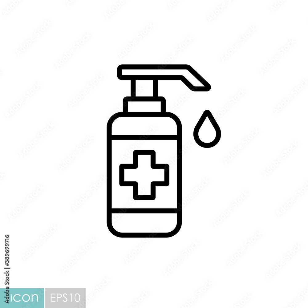 Washing hand with sanitizer liquid soap icon