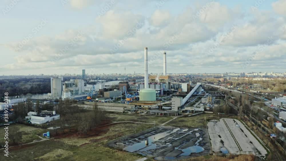 Drone flight over Berlin old Vattenfall Energie power plant Drone flight over Berlin old Vattenfall Energie power plant