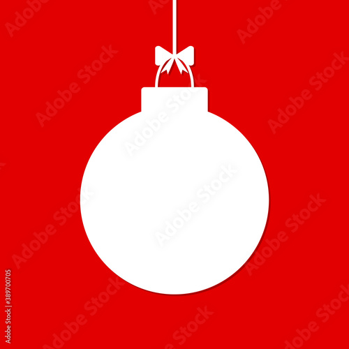 Christmas bauble white tag. Vector illustration