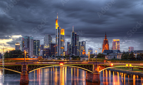 The beautiful Frankfurt Skyline in Germany photo