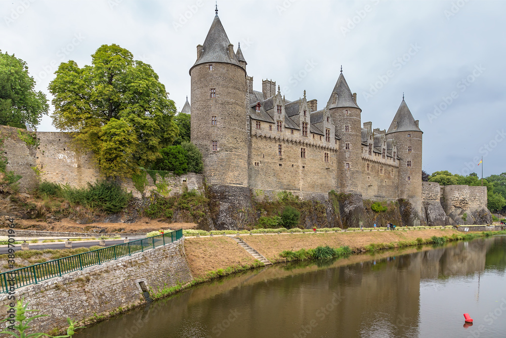 Josselin, France. Scenic view of the castle from the bridge