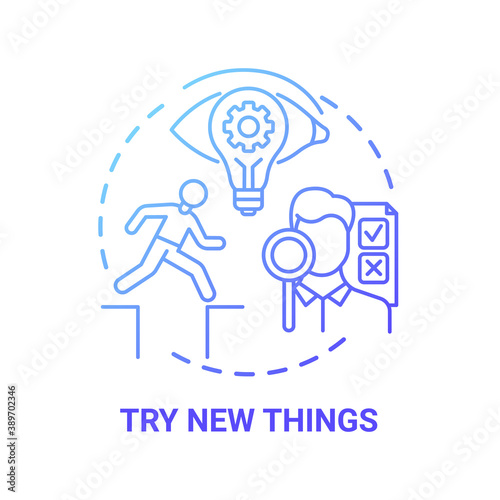Try new things concept icon. Boosting creative thinking tips. Need to get familiar to newly interesting things idea thin line illustration. Vector isolated outline RGB color drawing