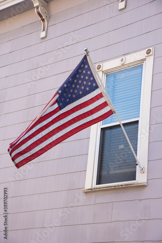 United States flag waving in San Francisco, California