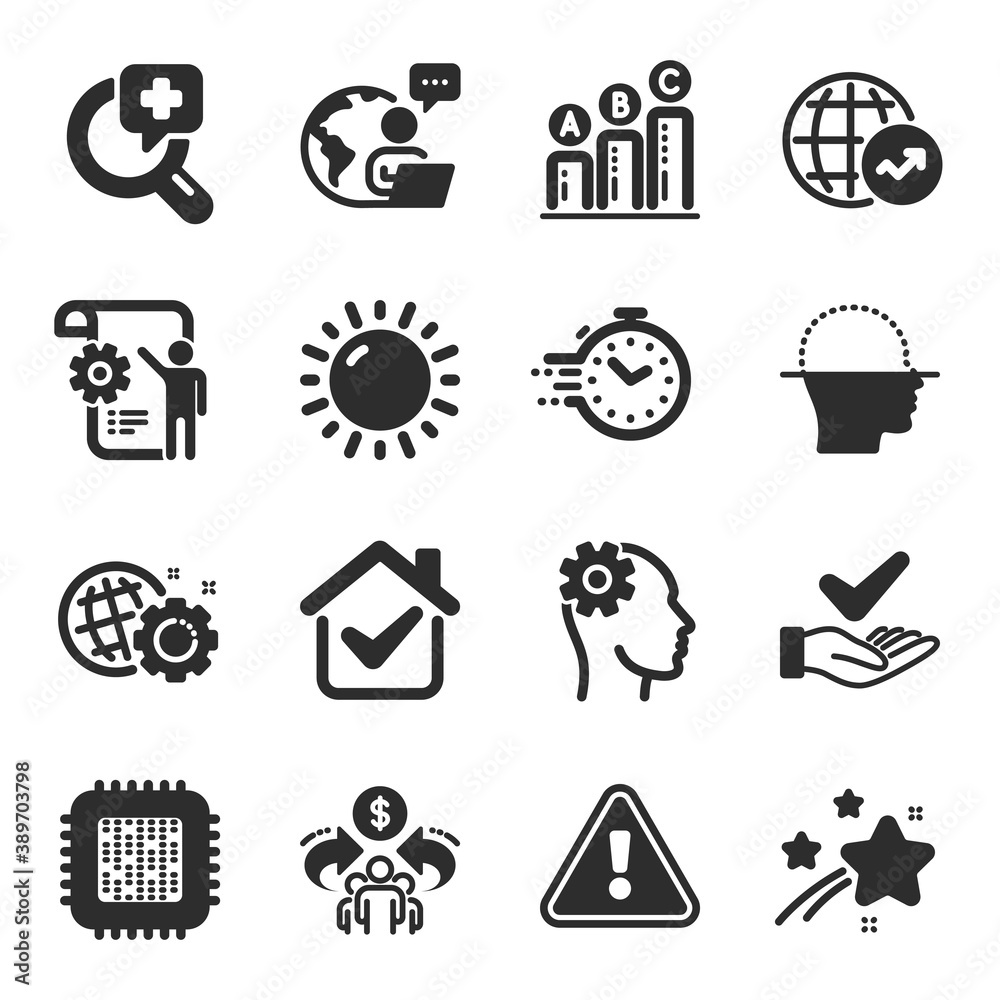 Set of Science icons, such as Dermatologically tested, World statistics, Sunny weather symbols. Settings blueprint, Graph chart, Seo gear signs. Timer, Sharing economy, Engineering. Vector Set of Science icons, such as Dermatologically tested, World statistics, Sunny weather symbols. Settings blueprint, Graph chart, Seo gear signs. Timer, Sharing economy, Engineering. Vector