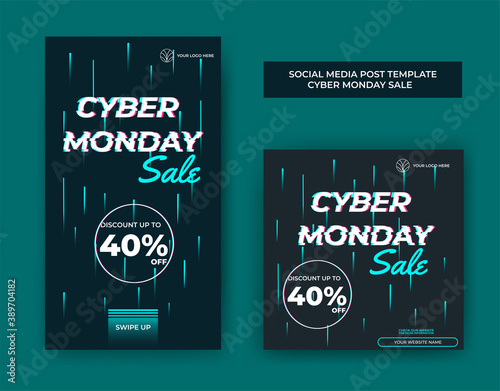 Set of editable square banner template. Social media post template cyber monday sale. Usable for social media post , banners and web internet ads. Flat vector design isolated
