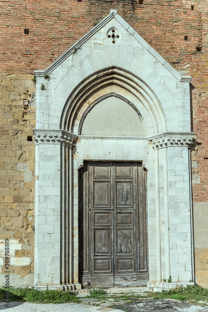 marble portal of san Franceso church, Montepulciano, Siena, Italy