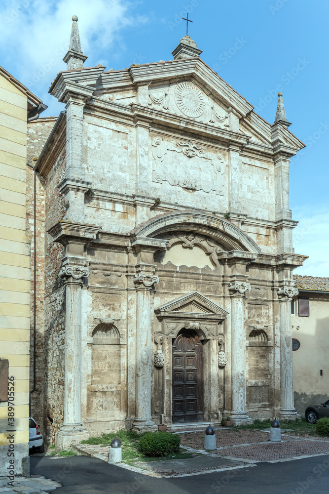 Fototapeta premium marble facade of Baroque santa Lucia church, Montepulciano, Siena, Italy