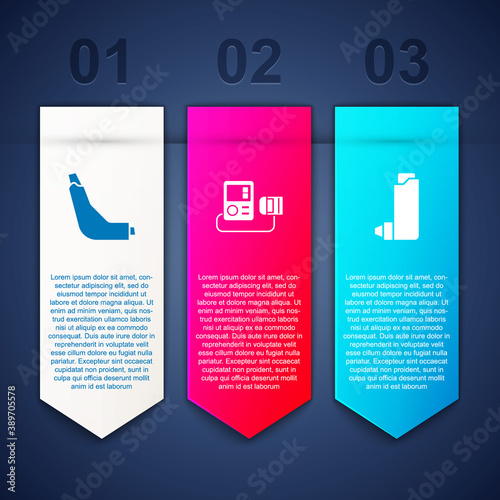 Set Inhaler, Blood pressure and . Business infographic template. Vector.