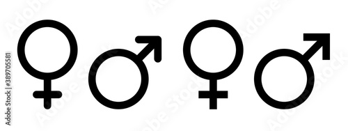 Male female icon vector. Man and women symbol isolated in line style. Editable Stroke. Vector