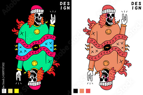 Skull in hype style. illustration for t shirt, poster, logo, sticker, or apparel merchandise.