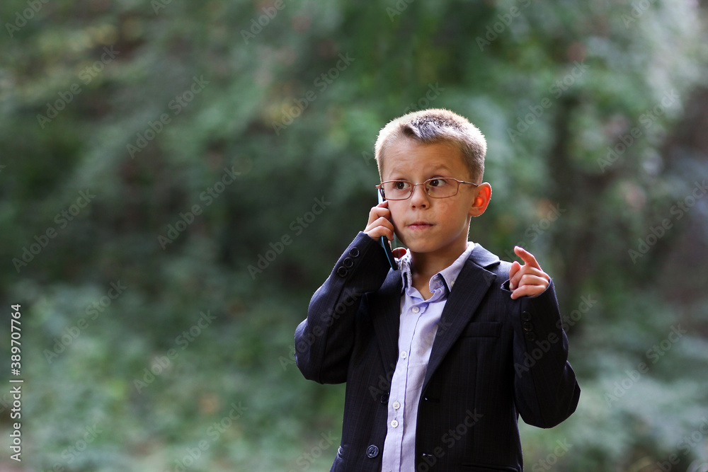 boy with business phone
