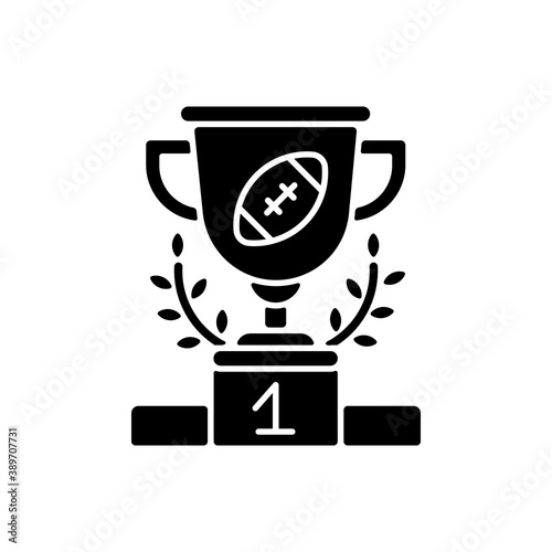 Sport achievements black glyph icon. Medal-winning nation. Accomplishments and records. Athletic participation. World champions. Silhouette symbol on white space. Vector isolated illustration