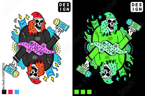 Skull holding glass of beer in hype style. illustration for t shirt, poster, logo, sticker, or apparel merchandise.