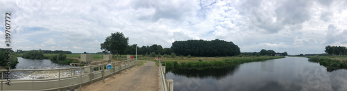 Vecht river weir panorama around Vilsteren