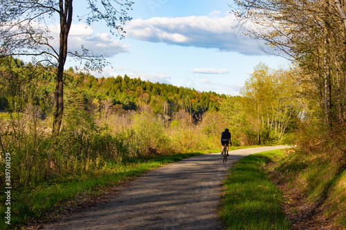 Biker on Bike path in Cambridge  Vermont